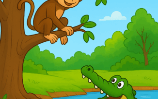 चालाक बन्दर और मगरमच्छ की कहानी – जामुन के पेड़ वाली