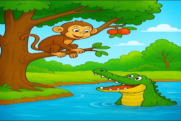 बन्दर और मगरमच्छ की बात चीत